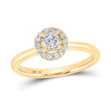 14kt Yellow Gold Round Diamond Halo Bridal Wedding Engagement Ring 1/2 Cttw