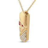 14kt Yellow Gold Womens Round Pink Sapphire Diamond Fashion Pendant 1/5 Cttw