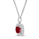 14kt White Gold Womens Round Ruby Diamond Solitaire Pendant 1 Cttw