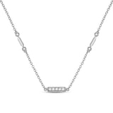 14kt White Gold Womens Round Diamond Fashion Bar Necklace 1/4 Cttw