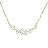 14kt Yellow Gold Womens Round Diamond Curved Scattered Fashion Necklace 1/2 Cttw