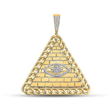 10kt Yellow Gold Mens Round Diamond All-Seeing Eye Pyramid Charm Pendant 1/5 Cttw