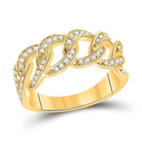 14kt Yellow Gold Womens Round Diamond Curb Cuban Link Band Ring 1/3 Cttw