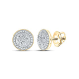 10kt Yellow Gold Womens Round Diamond Circle Cluster Earrings 1/6 Cttw