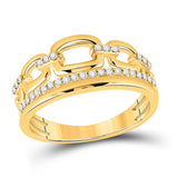 14kt Yellow Gold Womens Round Diamond Chain Link Fashion Ring 1/4 Cttw