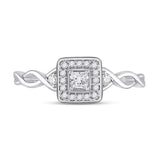 14kt White Gold Womens Princess Diamond Solitaire Promise Ring 1/5 Cttw