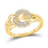 14kt Yellow Gold Womens Round Diamond Curb Link Fashion Ring 1/5 Cttw