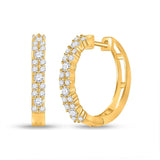 14kt Yellow Gold Womens Round Diamond Hoop Earrings 3/4 Cttw
