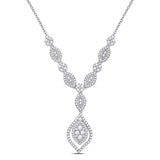 14kt White Gold Womens Round Diamond Luxury Dangle Necklace 2 Cttw