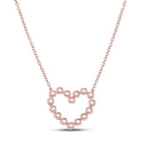 14kt Rose Gold Womens Round Diamond Outline Heart Necklace 1/4 Cttw