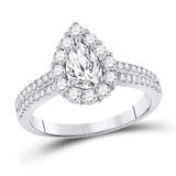 14kt White Gold Pear Diamond Solitaire Bridal Wedding Engagement Ring 1-1/3 Cttw