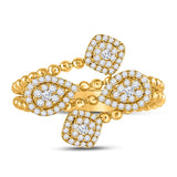 10kt Yellow Gold Womens Round Diamond Teardrop Spiral Fashion Ring 1/3 Cttw