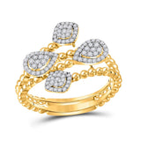 10kt Yellow Gold Womens Round Diamond Teardrop Spiral Fashion Ring 1/3 Cttw