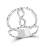 10kt White Gold Womens Round Diamond Negative Space Infinity Ring 1/4 Cttw