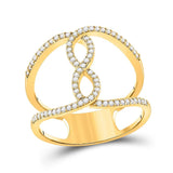 10kt Yellow Gold Womens Round Diamond Negative Space Infinity Ring 1/4 Cttw