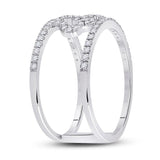 10kt White Gold Womens Round Diamond Clove Negative Space Fashion Ring 3/8 Cttw