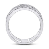 10kt White Gold Womens Round Diamond Clove Negative Space Fashion Ring 3/8 Cttw