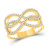 10kt Yellow Gold Womens Round Diamond Double Infinity Ring 1/3 Cttw