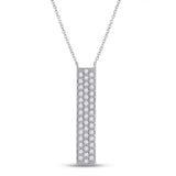 10kt White Gold Womens Round Diamond Vertical Bar Necklace 1/4 Cttw