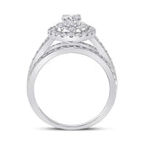 14kt White Gold Oval Diamond Halo Bridal Wedding Engagement Ring 1-/8 Cttw