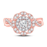 14kt Rose Gold Round Diamond Halo Bridal Wedding Engagement Ring /8 Cttw