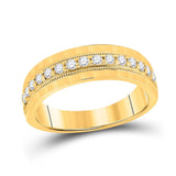 10kt Yellow Gold Mens Round Diamond Wedding Single Row Band Ring 1/2 Cttw