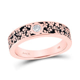 14kt Rose Gold Womens Round Diamond Floral Band Ring 1/12 Cttw