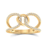 14kt Yellow Gold Womens Round Diamond Negative Space Link Fashion Ring 1/6 Cttw