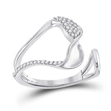 14kt White Gold Womens Round Diamond Abstract Fashion Ring 1/5 Cttw