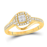 14kt Yellow Gold Womens Princess Diamond Square Ring 3/8 Cttw