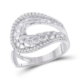 14kt White Gold Womens Round Diamond Modern Scale Fashion Ring 1/4 Cttw
