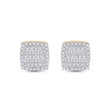 10kt Yellow Gold Womens Baguette Diamond Square Earrings 1/3 Cttw