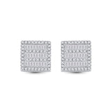 10kt White Gold Womens Baguette Diamond Square Earrings 1/3 Cttw