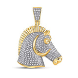 10kt Yellow Gold Mens Round Diamond Horse Head Chess Charm Pendant 1 Cttw