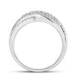 10kt White Gold Womens Round Diamond Crossover Fashion Ring 1/2 Cttw