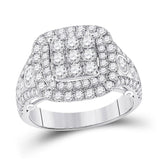 14kt White Gold Womens Round Diamond Square Cluster Ring 1-/8 Cttw