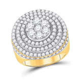 14kt Yellow Gold Mens Round Diamond Circle Flower Cluster Ring 4-1/2 Cttw