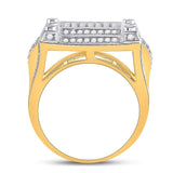 14kt Yellow Gold Mens Round Diamond Square Cluster Ring 1-3/8 Cttw