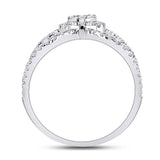 14kt White Gold Womens Round Diamond Negative Space Cluster Ring /8 Cttw