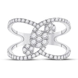 14kt White Gold Womens Round Diamond Negative Space Cluster Ring 3/4 Cttw