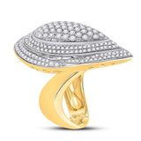 14kt Yellow Gold Womens Round Diamond Teardrop Cluster Ring 2-1/5 Cttw