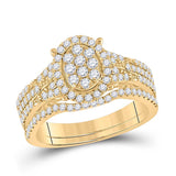 14kt Yellow Gold Round Diamond Cluster Bridal Wedding Ring Band Set /8 Cttw