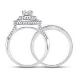 14kt White Gold Pear Diamond Bridal Wedding Ring Band Set 1-1/2 Cttw