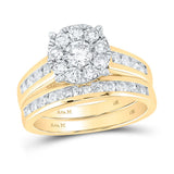 14kt Yellow Gold Round Diamond Bridal Wedding Ring Band Set 1-1/2 Cttw