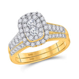10kt Yellow Gold Round Diamond Bridal Wedding Ring Band Set 1 Cttw