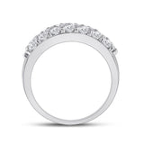 14kt White Gold Womens Round Diamond Triple Row Pave Band Ring 2 Cttw