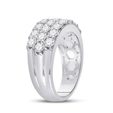 14kt White Gold Womens Round Diamond Triple Row Pave Band Ring 2 Cttw