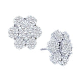 14kt White Gold Womens Round Diamond Large Flower Cluster Earrings 4 Cttw