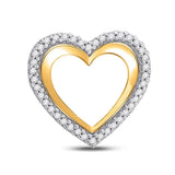 10kt Yellow Gold Womens Round Diamond Heart Pendant 1/8 Cttw