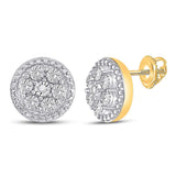 10kt Yellow Gold Womens Round Diamond Illusion Cluster Earrings .01 Cttw